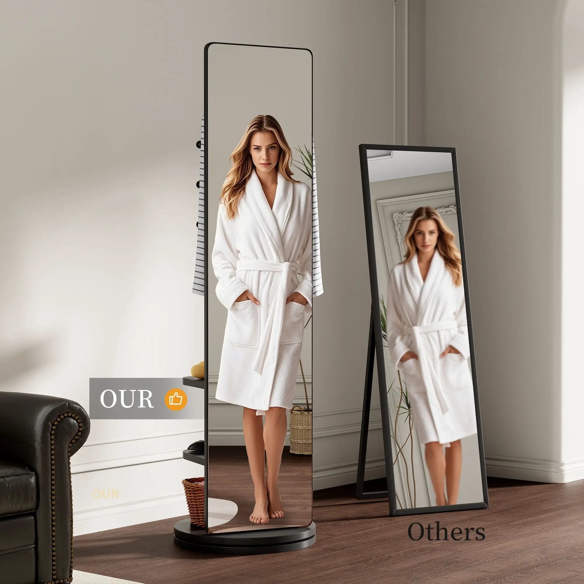 3 In 1 Multifunctional Full Length Clothing Mirror by Unique Piece Furniture