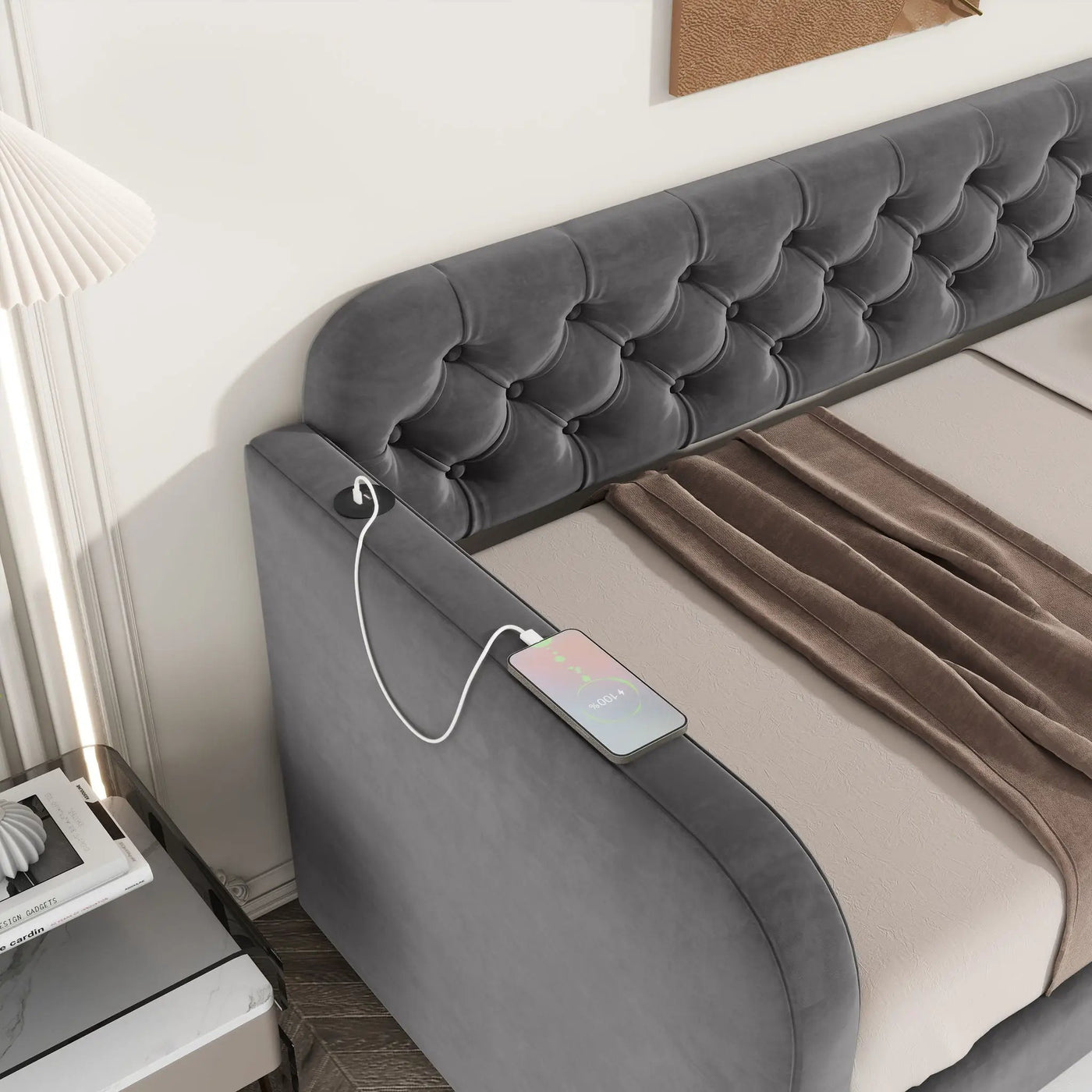 Upholstered Daybed With Trundle And USB Charging Design by HouseOfZazla