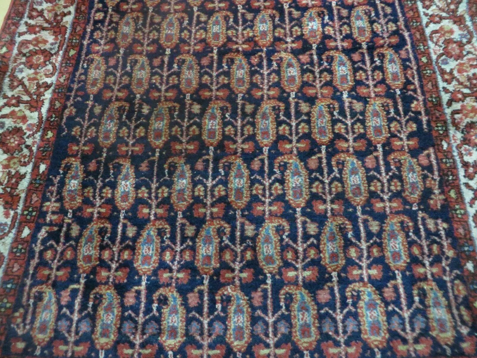 4' X 6' Antique Handmade Turkish Sivas Wool Rug Vegetable Organic Dye Nice Blue by Jewel Rugs