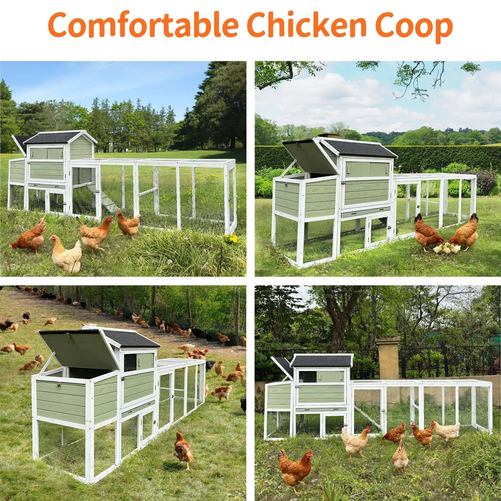 Wooden Chicken Coop, Large Outdoor Hen House with Run and Nesting Box by HouseOfZazla