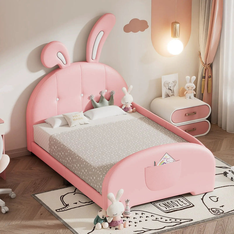 Upholstered Rabbit-Shape Princess Bed With Headboard And Footboard by HouseOfZazla