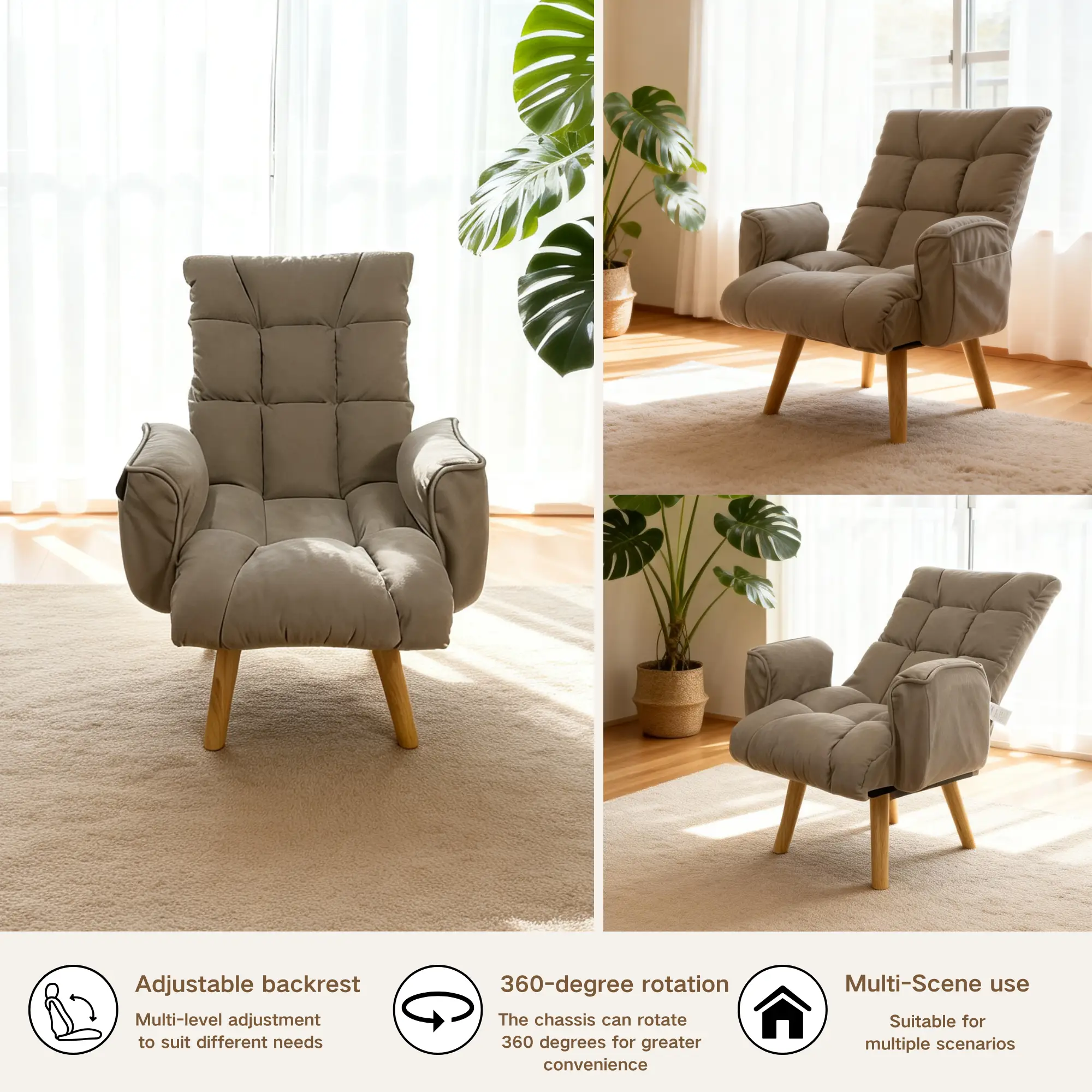 Rotatable Adjustable Back Lazy Sofa Lounge Chair by HouseOfZazla