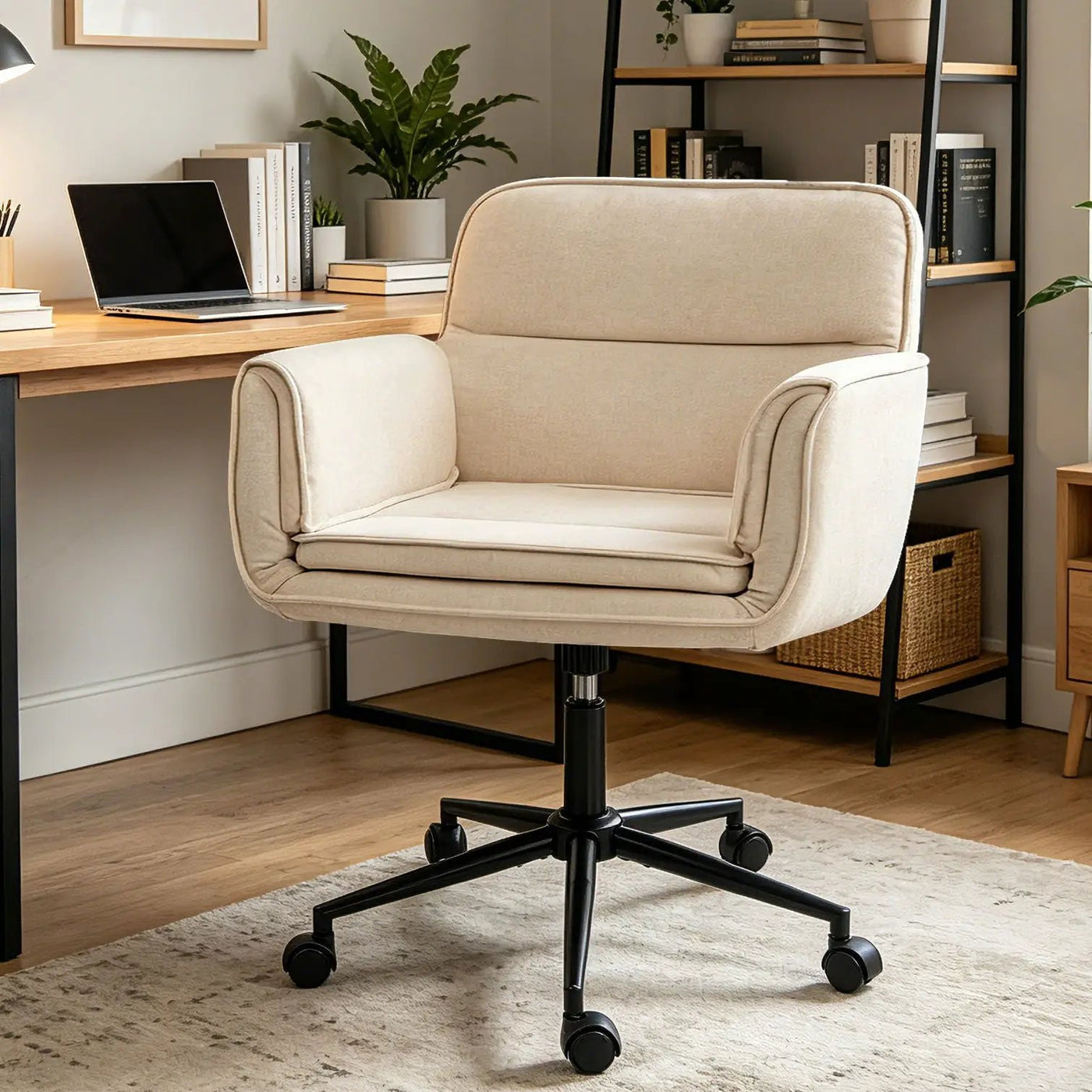 Criss Cross Swivel Desk Chair With Adjustable Armrests & Wheels For Home Office by HouseOfZazla