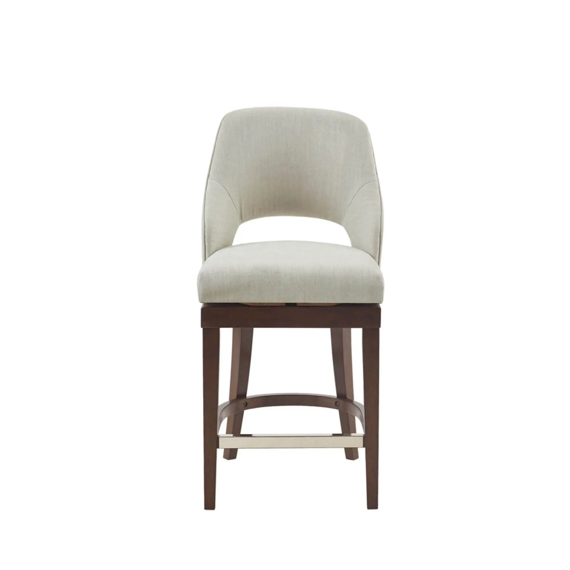Counter Stool With Swivel Seat, Upholstery And Solid Wood Legs - Cream by Unique Piece Furniture