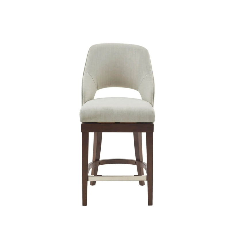 Counter Stool With Swivel Seat, Upholstery And Solid Wood Legs - Cream by Unique Piece Furniture
