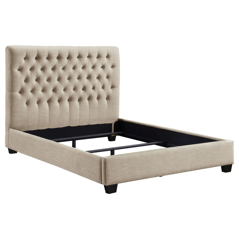 Chloe Upholstered Queen Panel Bed Oatmeal by Unique Piece Furniture