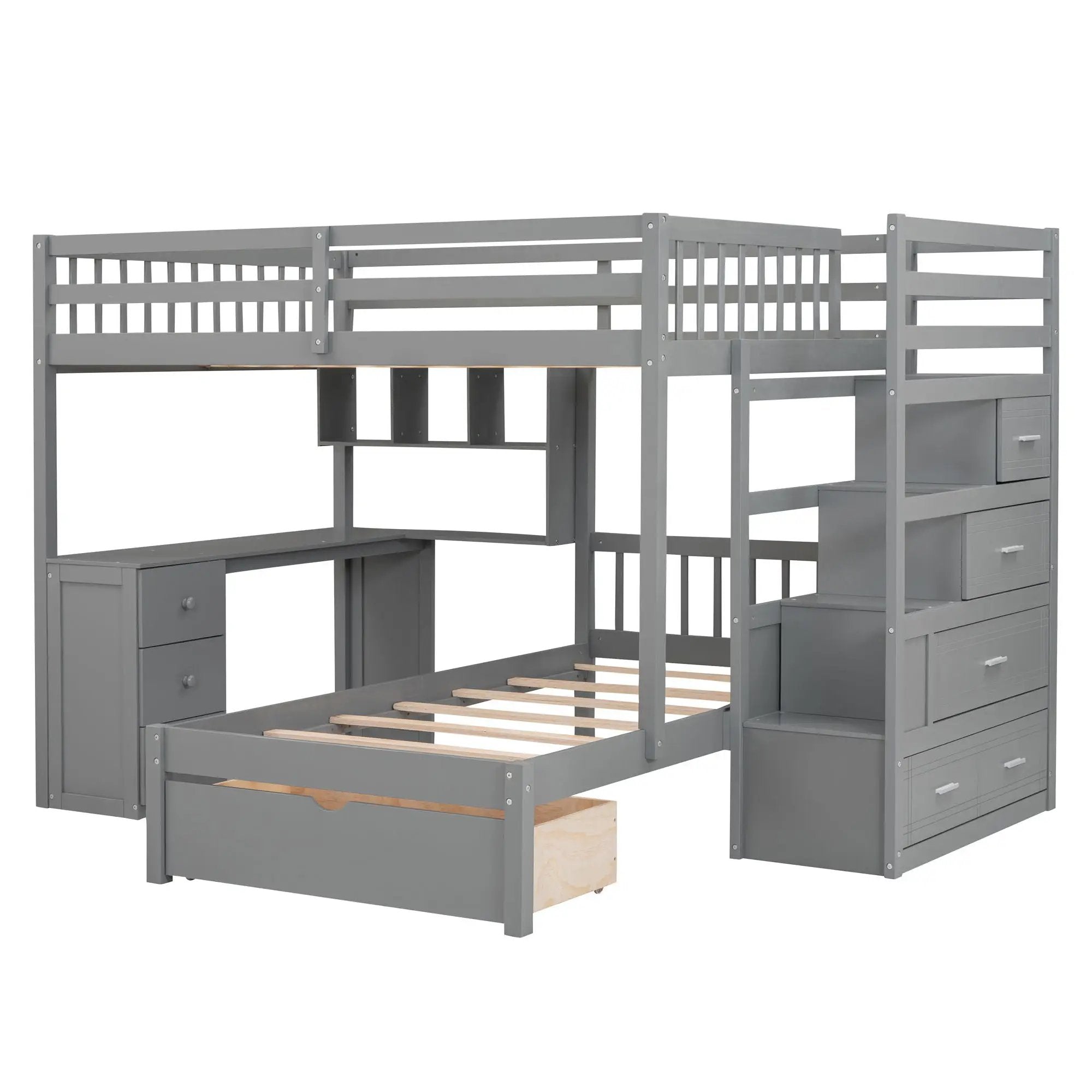 Bunk Bed With Desk, Drawers And Shelves by Unique Piece Furniture