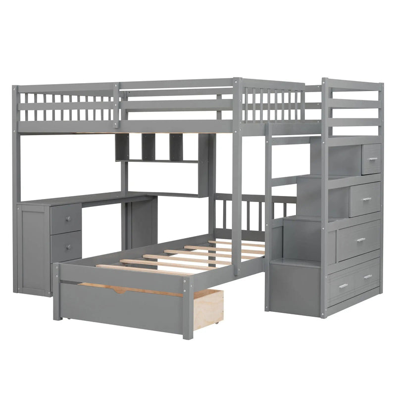 Bunk Bed With Desk, Drawers And Shelves by Unique Piece Furniture