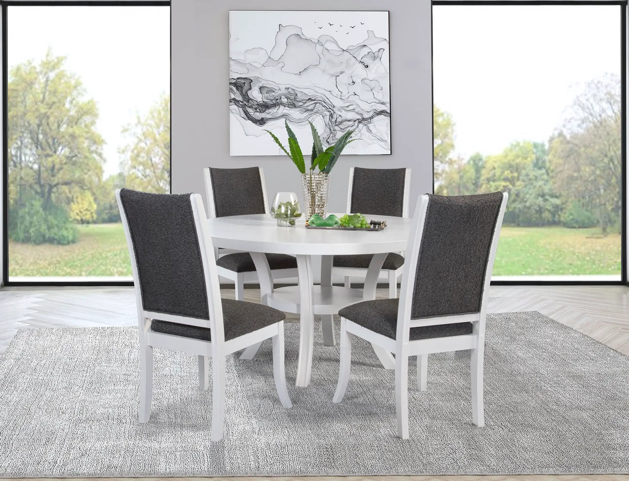 Judd 5-piece 54-inch Round Wood Dining Table Set Pearl White by Unique Piece Furniture