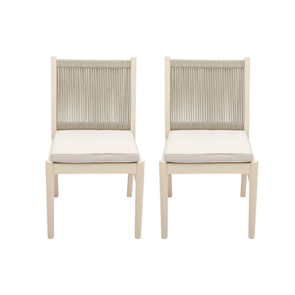 Cordoba Dining Chair Set of 2 - Comfortable Armless Beige Chairs
