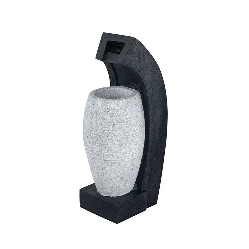 Water Fountain With Vase Design, With Light And Pump, For Indoor And Outdoor - Black / White by Unique Piece Furniture