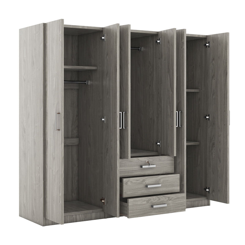 6 Doors Wardrobe Storage For Bedroom, With Big Drawers by HouseOfZazla