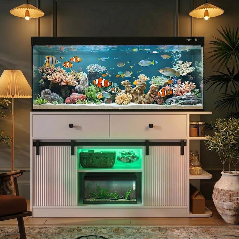 75 Gallon Fish Tank Stand with LED Light & Power Outlets by HouseOfZazla