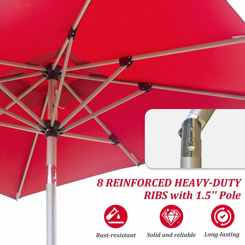 Rectangle Patio Umbrella with Crank Lift and Tilt Function, Brick by HouseOfZazla