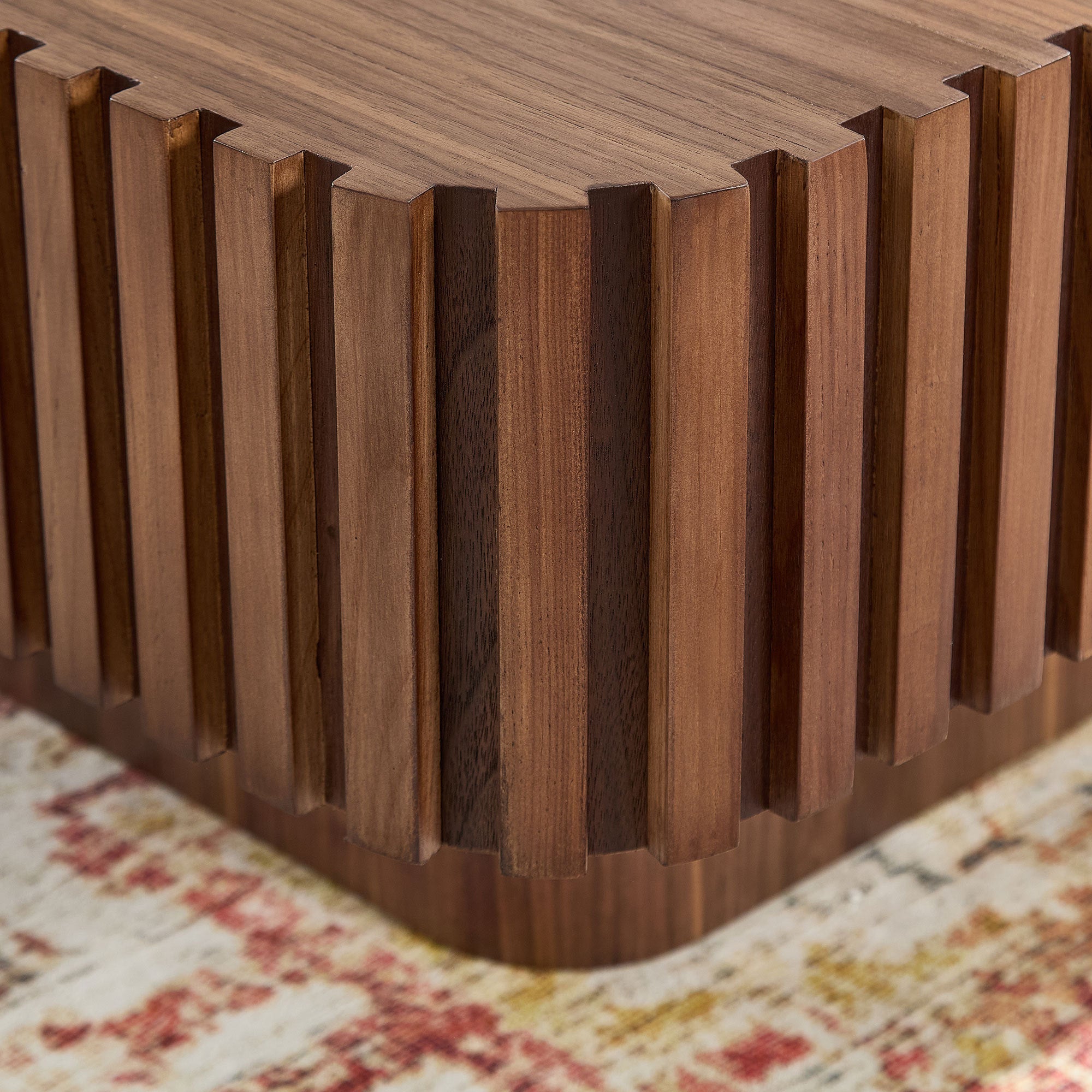 31.5 Inch Modern Handcraft Drum Coffee Table Walnut by HouseOfZazla