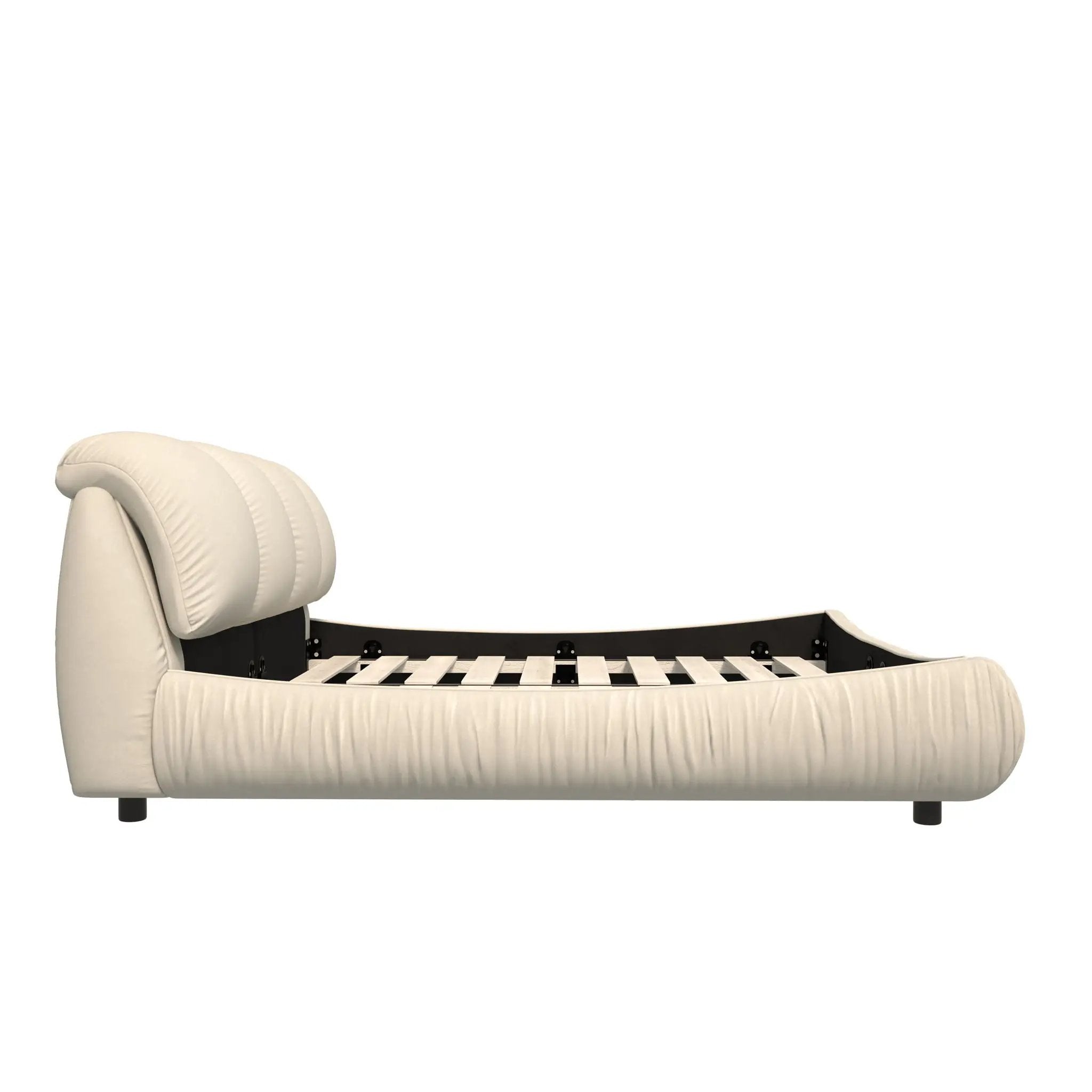 Luxury Upholstered Platform Bed With Oversized Padded Backrest And Solid Wood Frame by HouseOfZazla