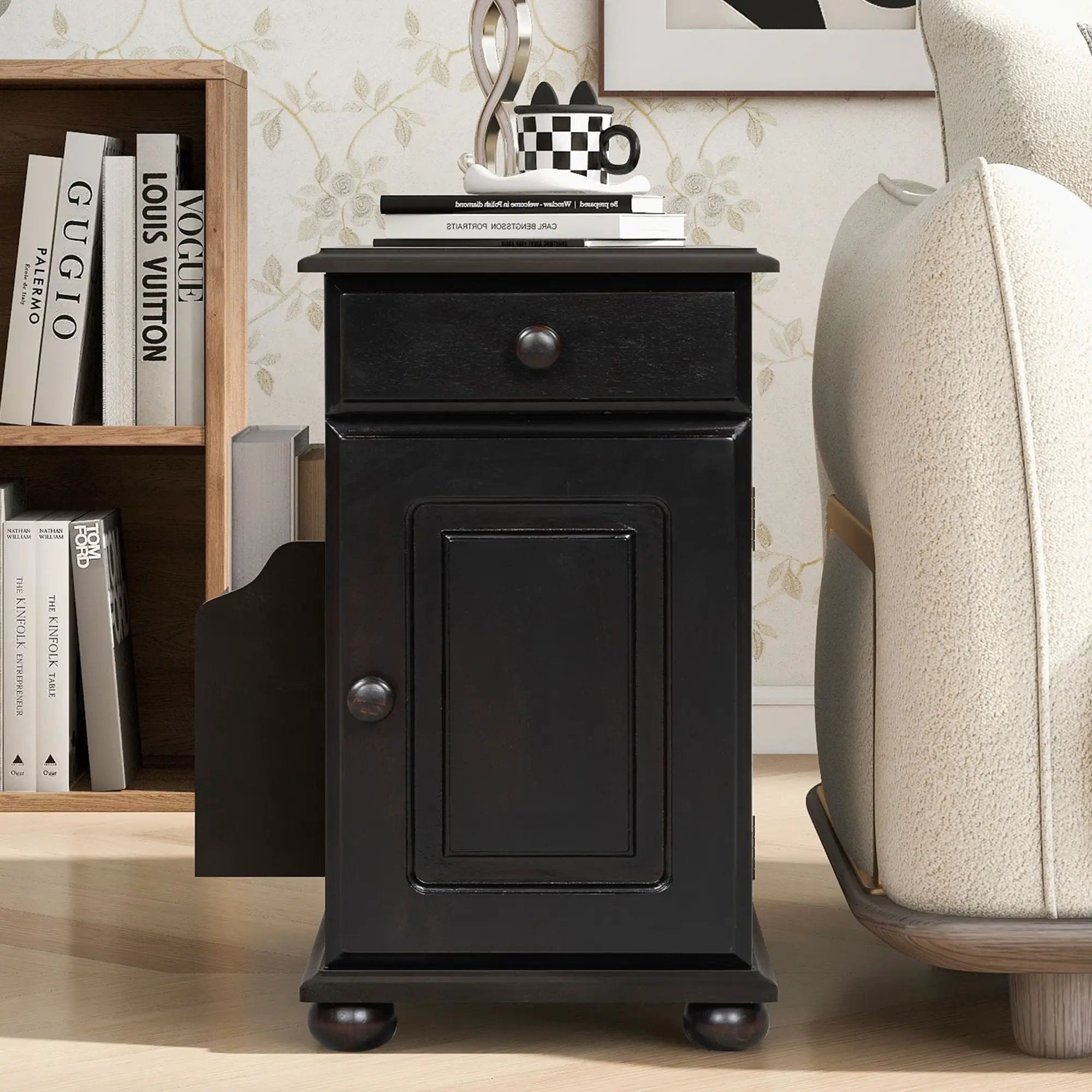 Vintage Flip Top Side Table With USB Ports by HouseOfZazla