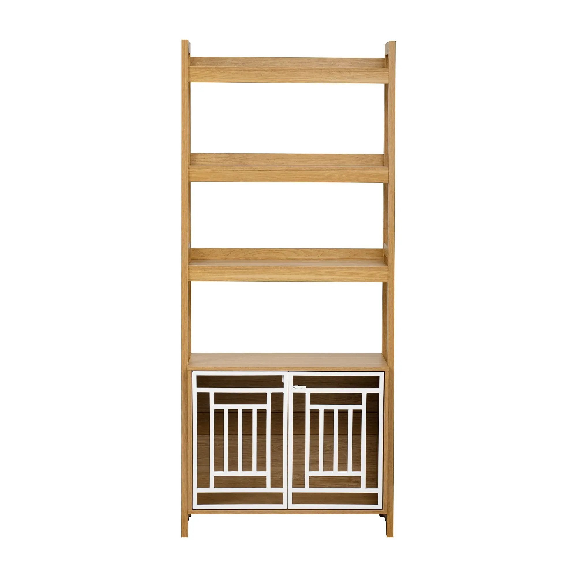 Modern Furniture Style 2 In 1 Pet Friendly Dog Crate Ladder Bookcase - Ancient Oak by HouseOfZazla