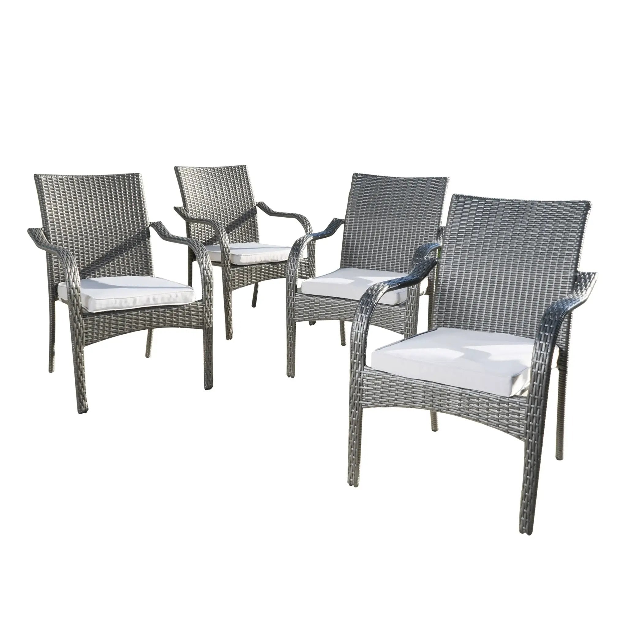 6 Pcs Outdoor Acacia Wood Dining Set with PE Rattan Stacking Chair by HouseOfZazla