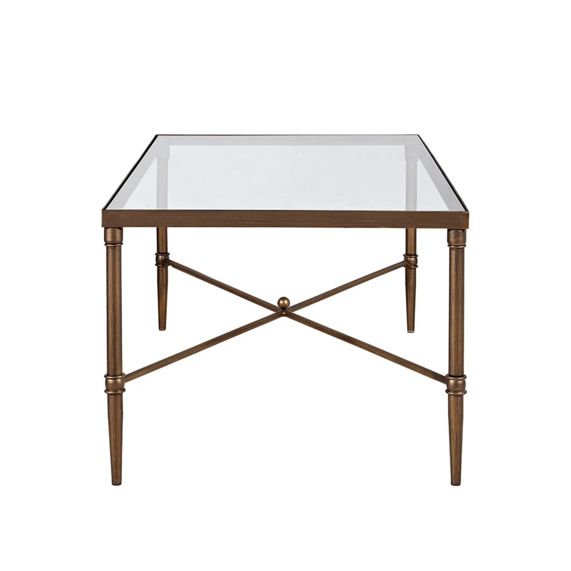 Metal Rectangle Coffee Table With Tempered Glass Top - Bronze by Unique Piece Furniture