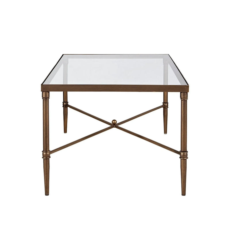 Metal Rectangle Coffee Table With Tempered Glass Top - Bronze by Unique Piece Furniture