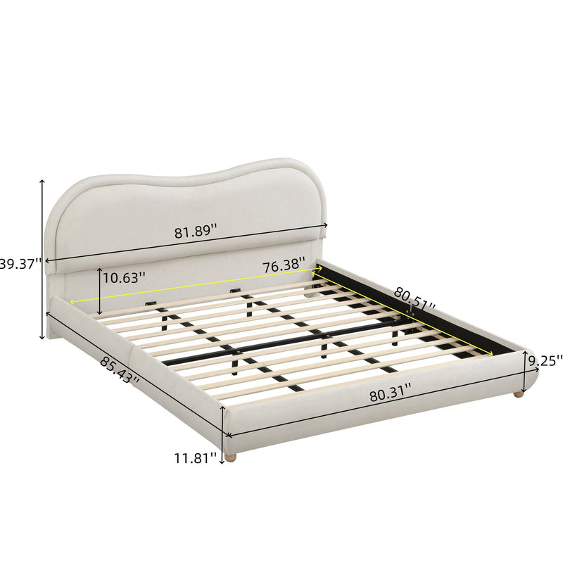 Upholstered Platform Bed Frame With Curved Headboard by HouseOfZazla