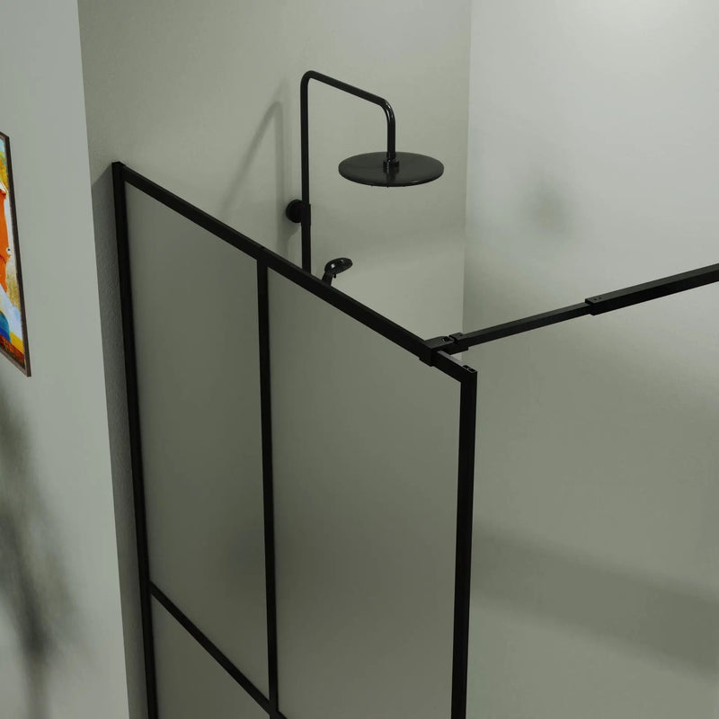 Shower Screen Door Frost Tempered Glass - Black by HouseOfZazla