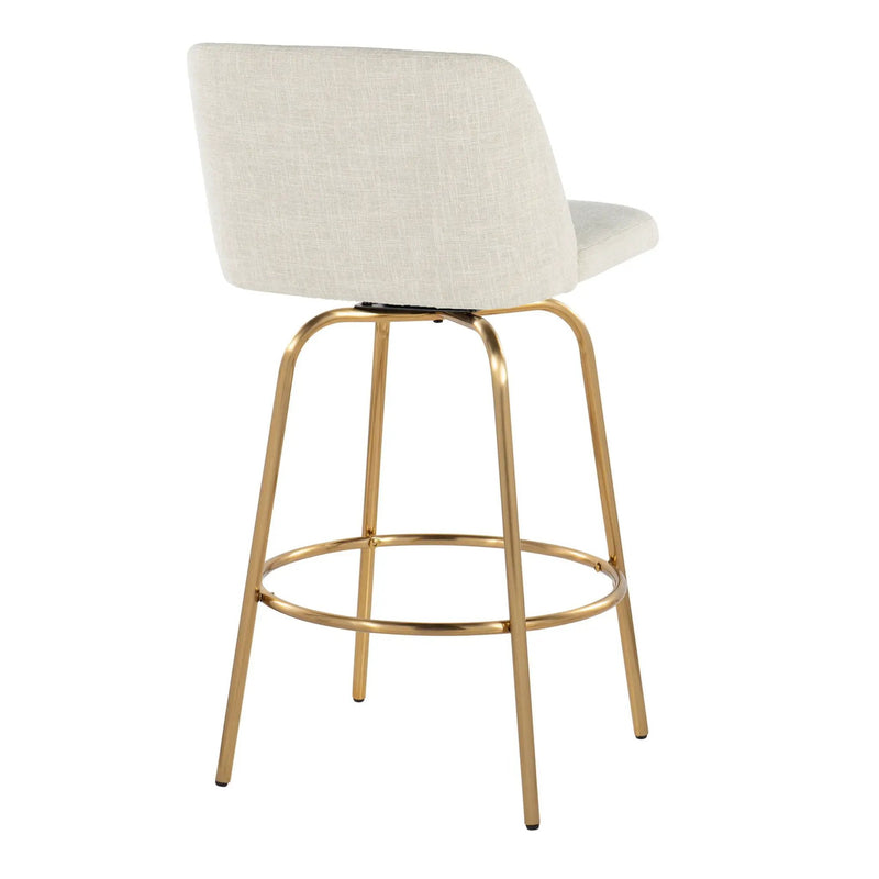 Toriano - Contemporary, Fixed Height Counter Stool With Swivel With Round Footrest (Set of 2) by HouseOfZazla