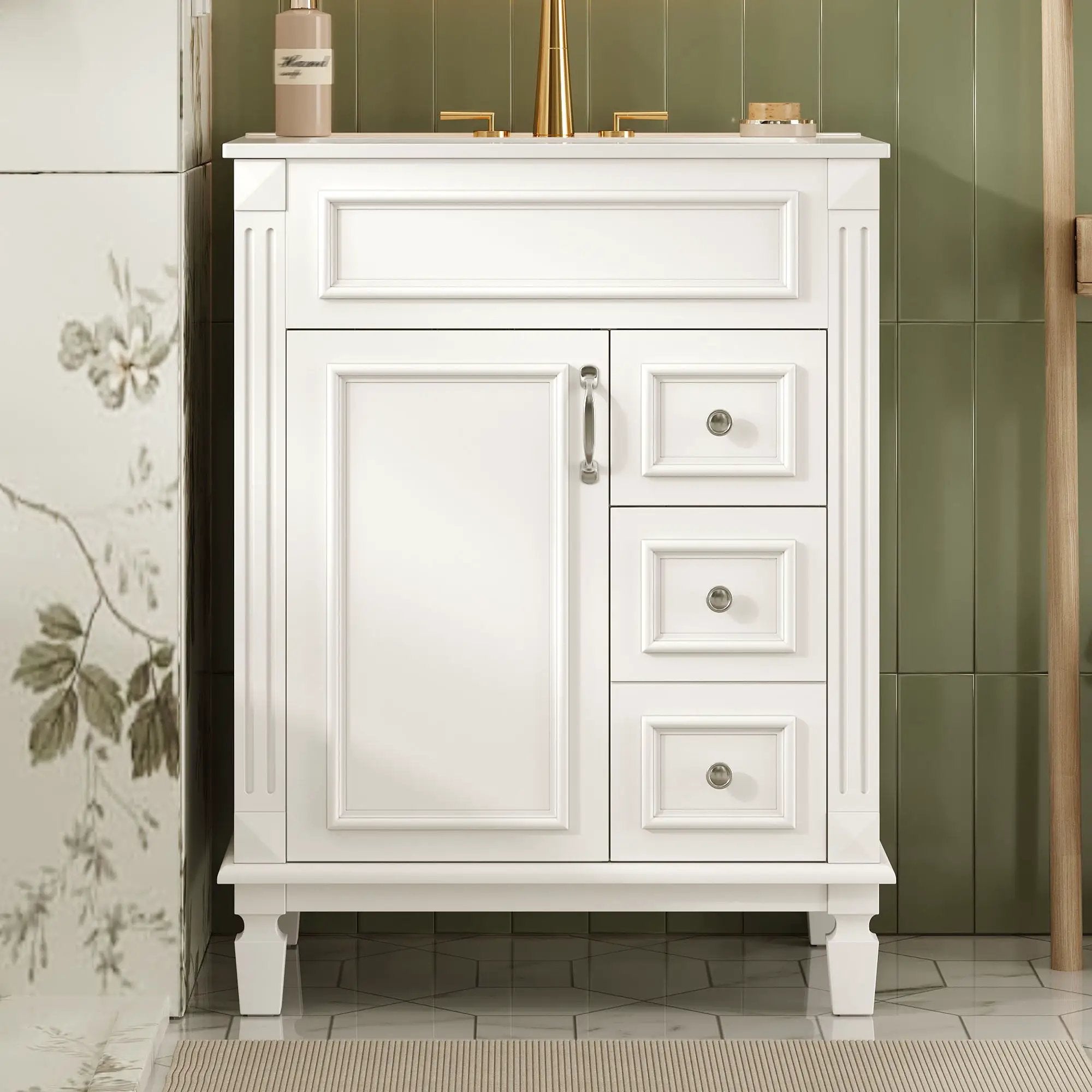 Bathroom Vanity With Sink, Compact Cabinet & 2 Drawers by HouseOfZazla
