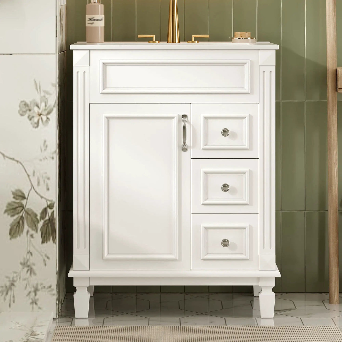 Bathroom Vanity With Sink, Compact Cabinet & 2 Drawers And Adjustable Shelf by Unique Piece Furniture