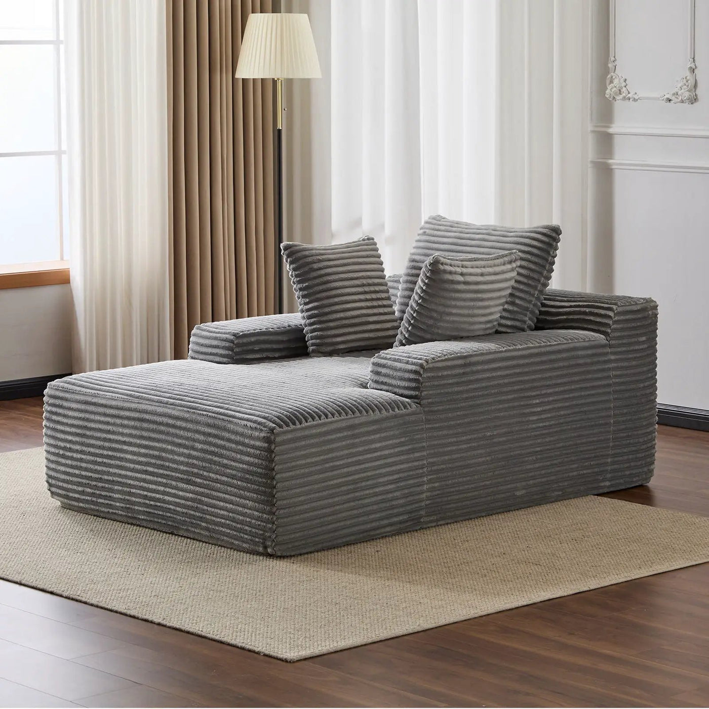 Oversized Chaise Lounge Chair Cozy Cloud Couch With 3 Throw Pillows And Wide Armrest by Unique Piece Furniture