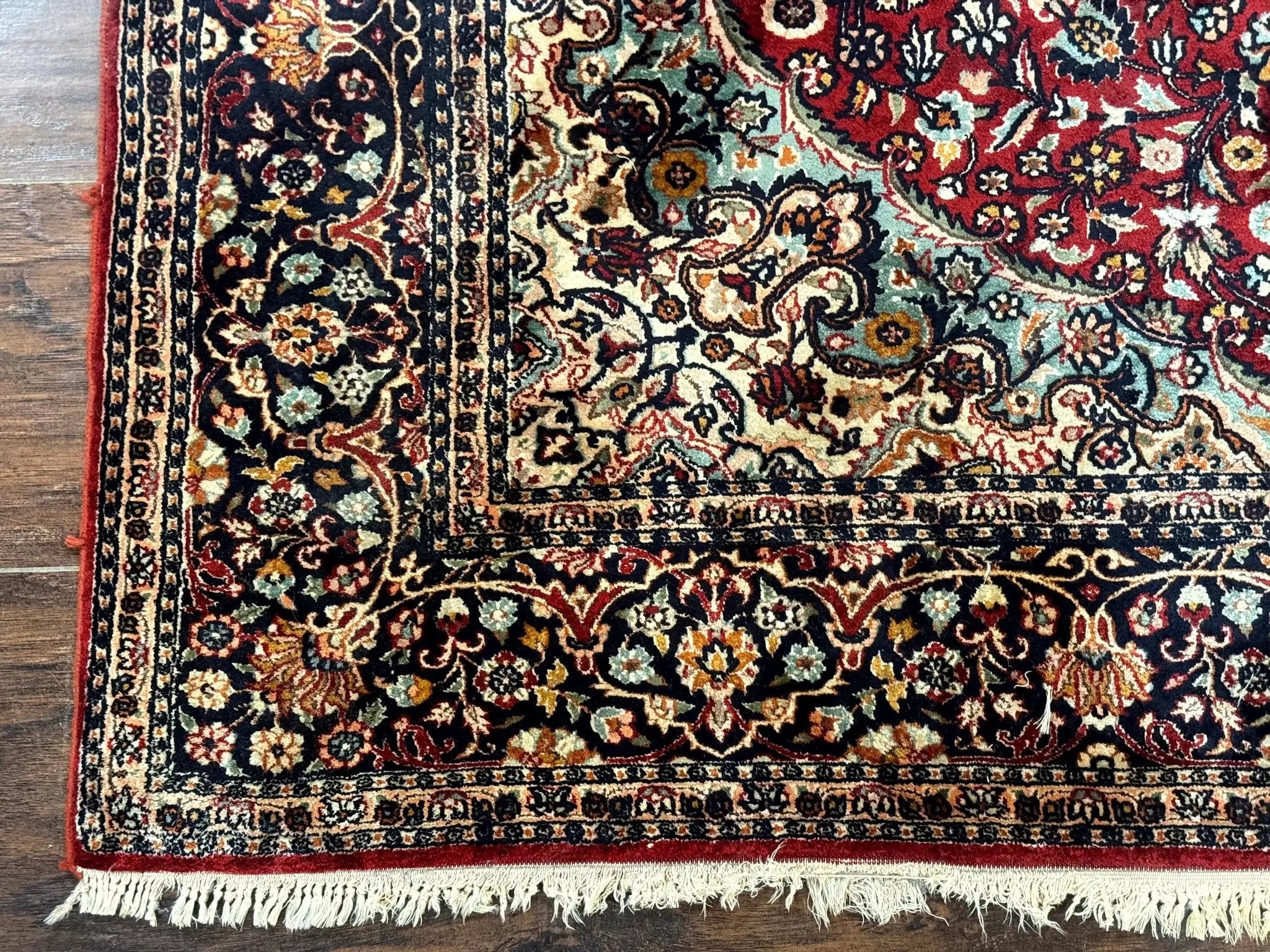 4x6 Silk Rug, Very Fine 650 KPSI, Silk Persian Carpet, Red, Floral Medallion, Sino Persian by Jewel Rugs