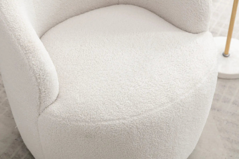 Teddy Fabric Swivel Accent Armchair Barrel Chair With Powder Coating Metal Ring by Unique Piece Furniture