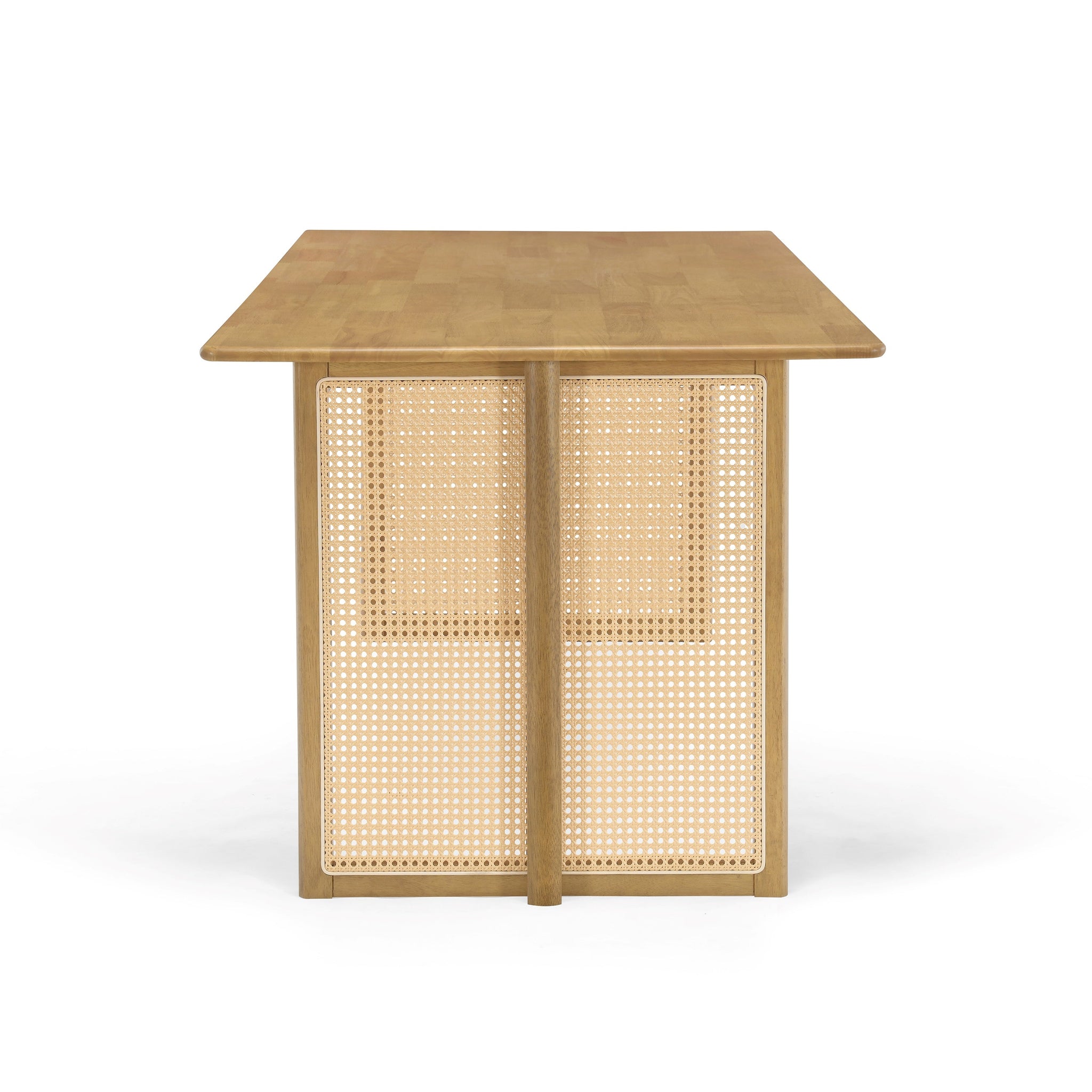 Natural Rubber Wood Dining Table with Rattan Accents by HouseOfZazla