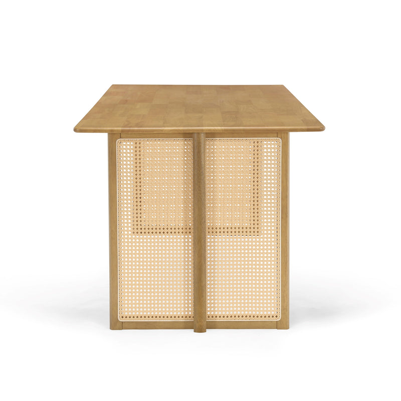 Natural Rubber Wood Dining Table with Rattan Accents by HouseOfZazla
