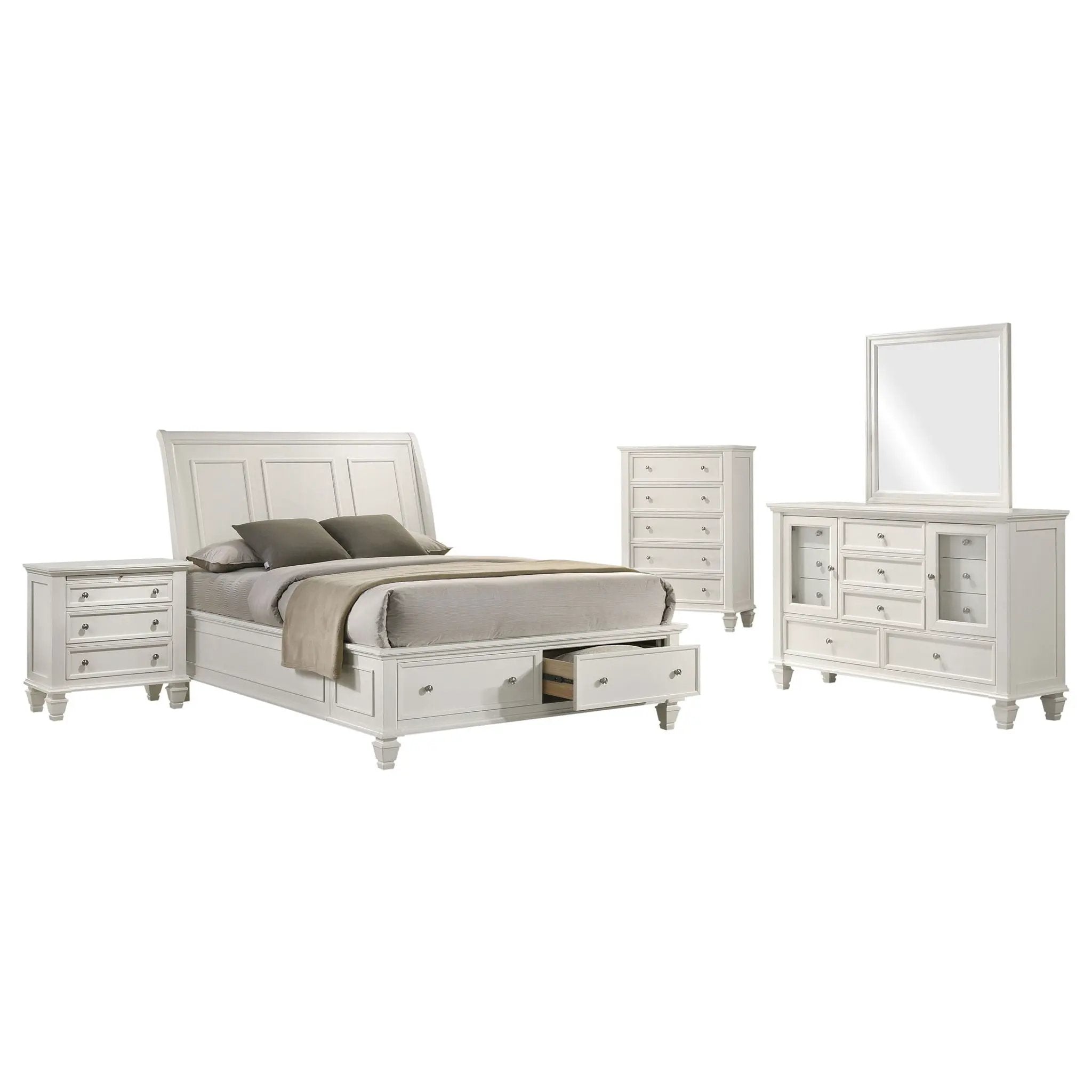 Sandy Beach 5-piece Queen Bedroom Set Cream White by Unique Piece Furniture