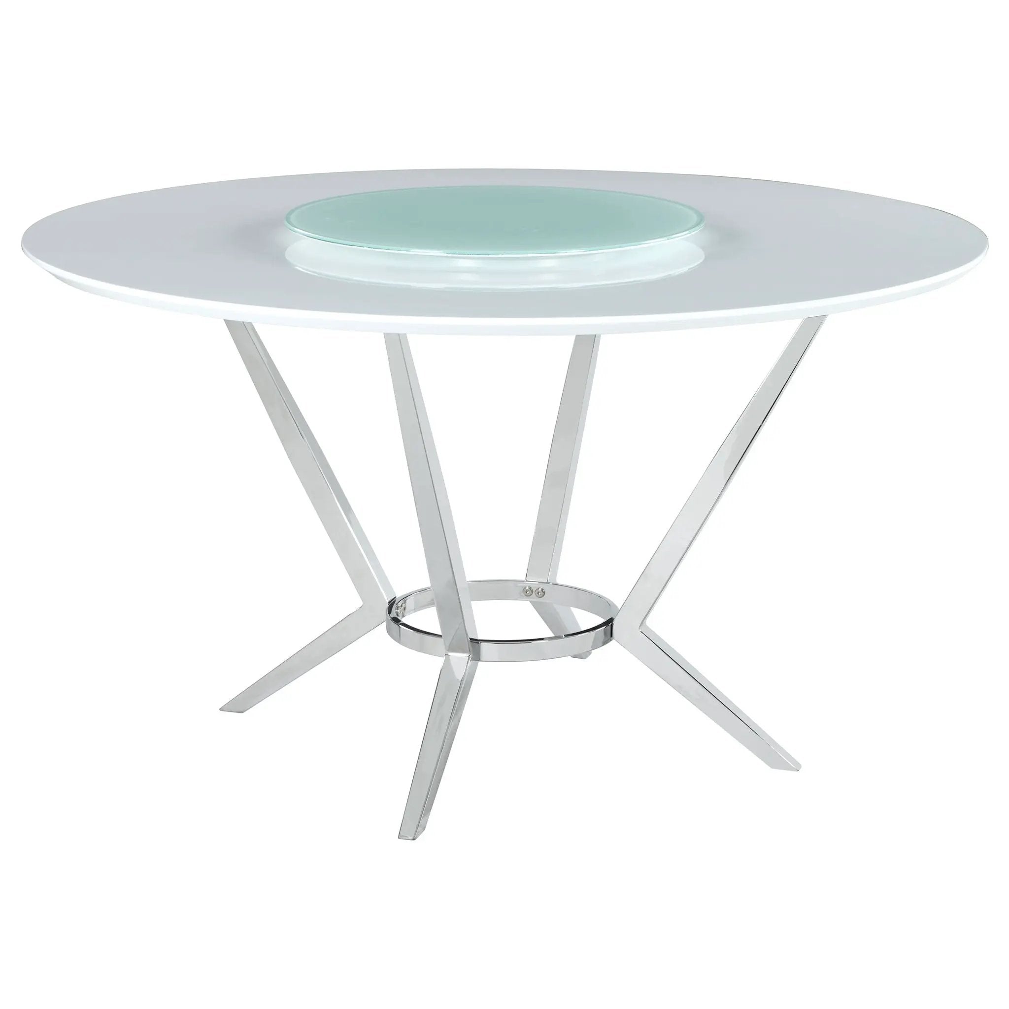 Abby Round 54-inch Lazy Susan Dining Table White High Gloss by Unique Piece Furniture