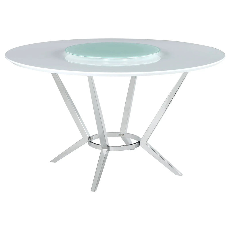 Abby Round 54-inch Lazy Susan Dining Table White High Gloss by Unique Piece Furniture