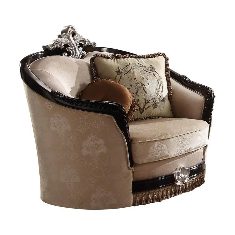 Ernestine - Chair With 2 Pillows - Tan Fabric & Black by Unique Piece Furniture