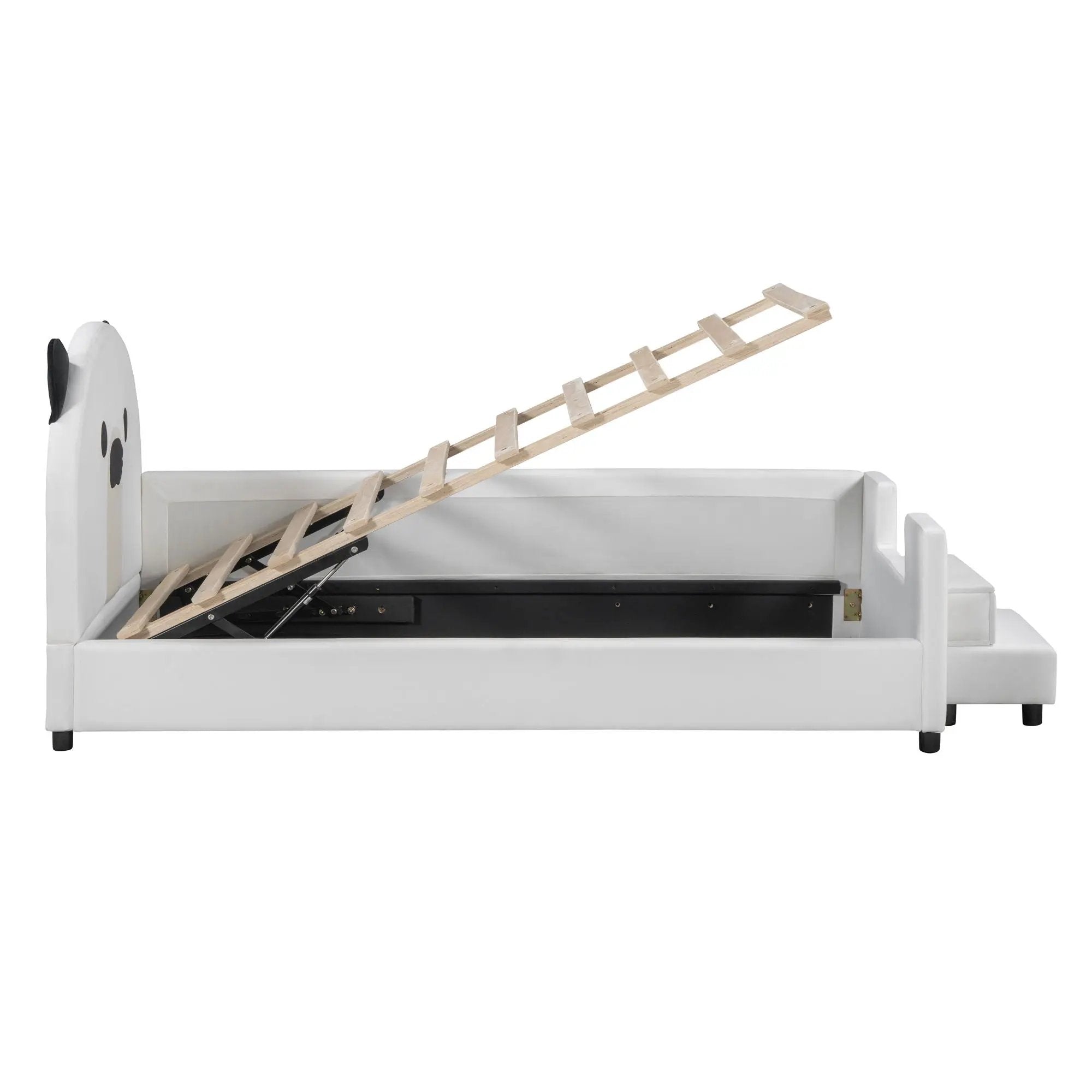 Upholstered Daybed With Bear Shaped Headboard, Hydraulic System And Breathable Fence by HouseOfZazla