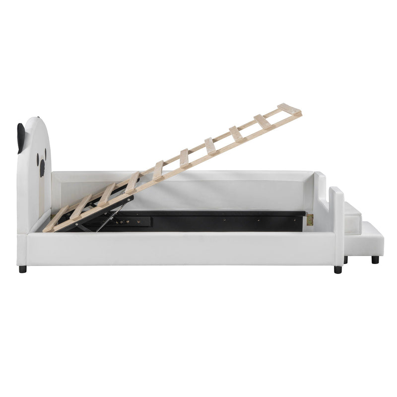 Upholstered Daybed With Bear Shaped Headboard, Hydraulic System And Breathable Fence by HouseOfZazla