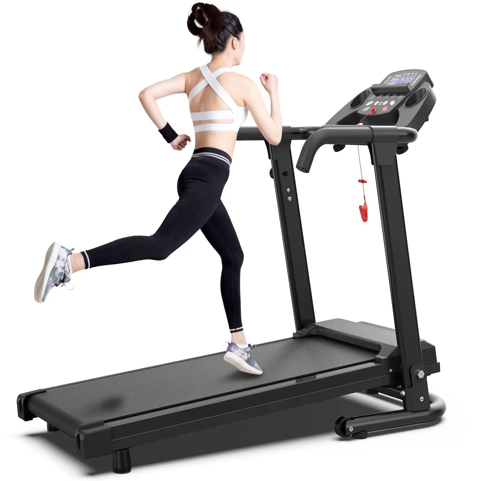 2.5Hp Portable Treadmill With Handles, App Control & LED Display - Black by HouseOfZazla