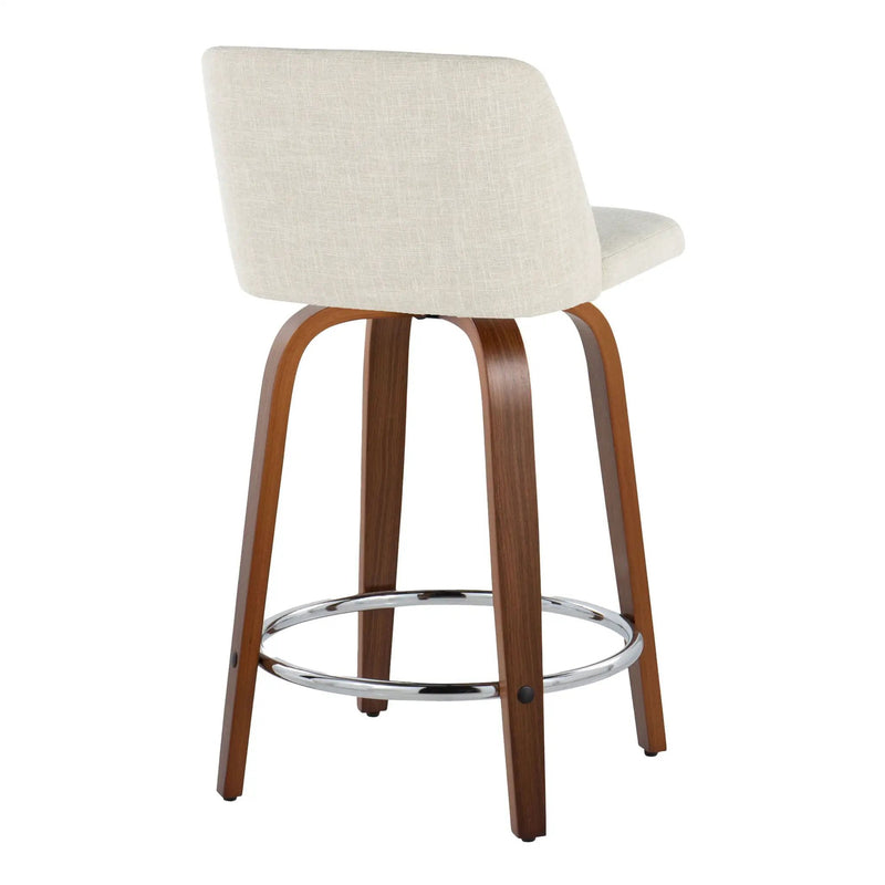 Toriano - Mid Century Modern Fixed Height Counter Stool With Swivel With Round Footrest (Set of 2) by HouseOfZazla