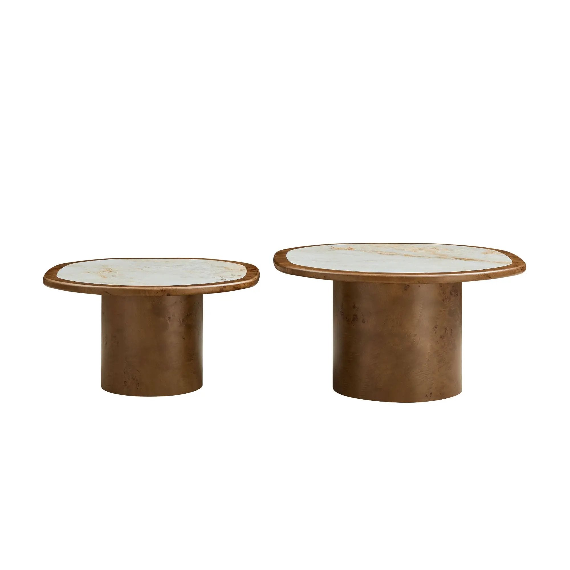 Irregular Coffee Table Set - 2pcs Burl Wood Veneer by HouseOfZazla