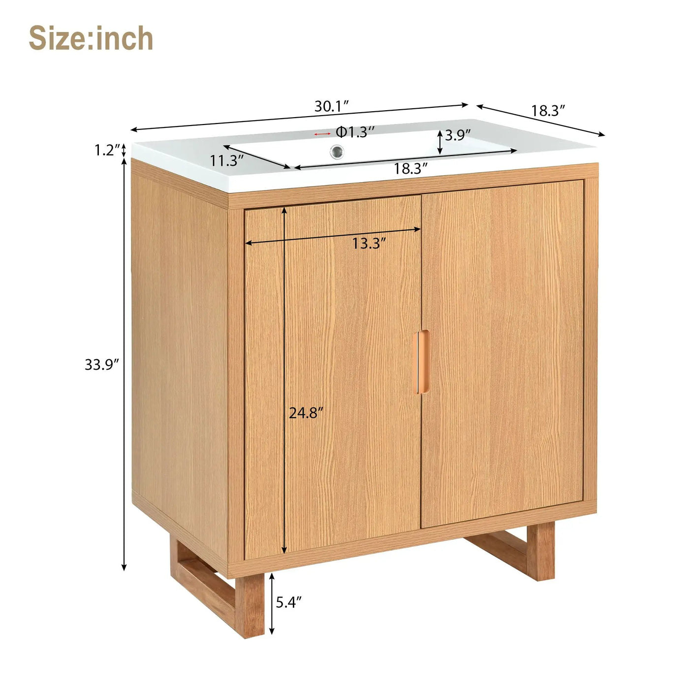 Bathroom Vanity Set With Sink, Combo Cabinet, Bathroom Storage Cabinet, Solid Wood Frame by Unique Piece Furniture