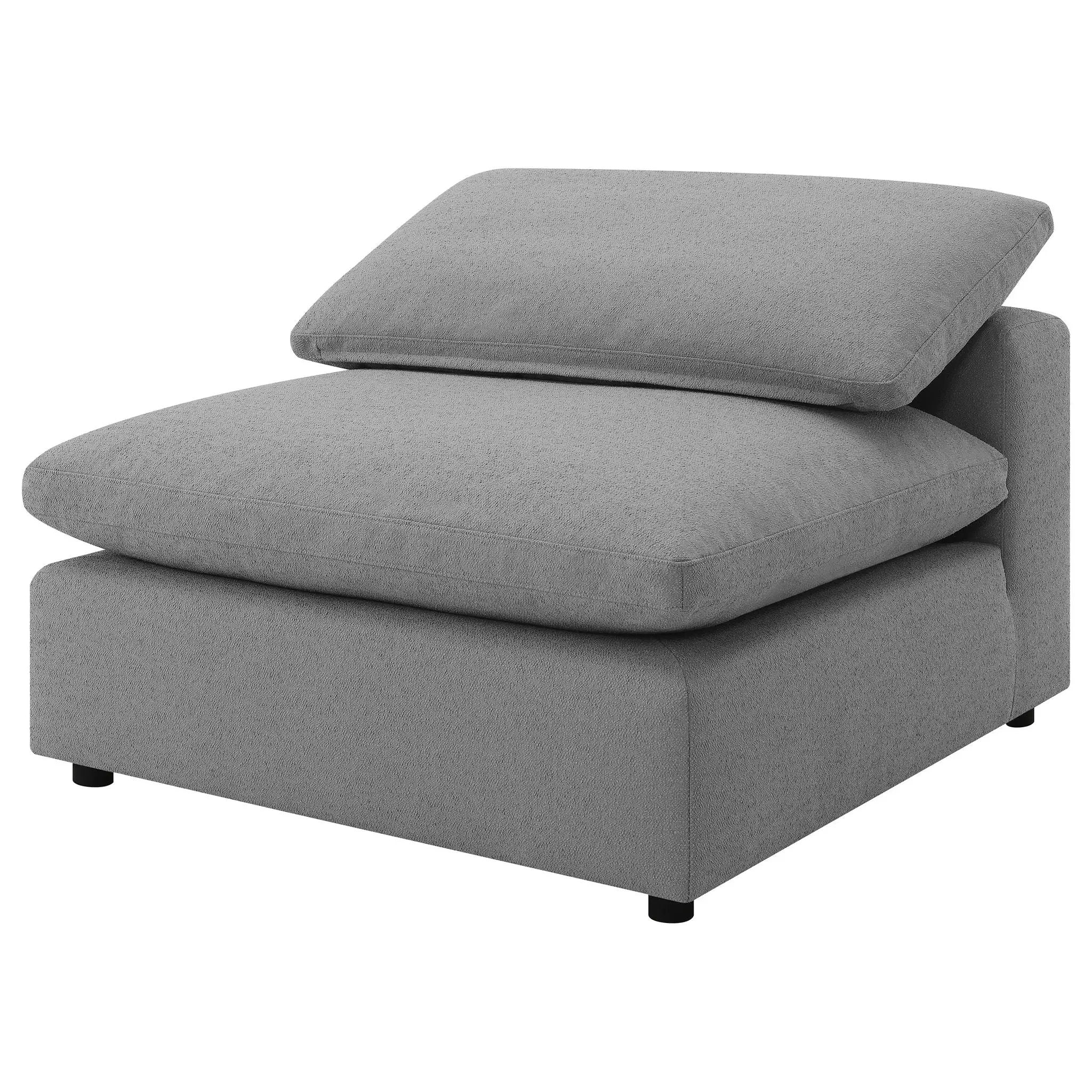 Segoura - Upholstered Armless Chair With Pillow Back, Living Room - Gray by HouseOfZazla