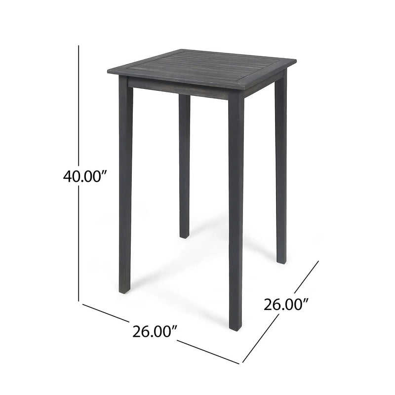 Outdoor Minimalist Acacia Wood Square Bar Table by HouseOfZazla