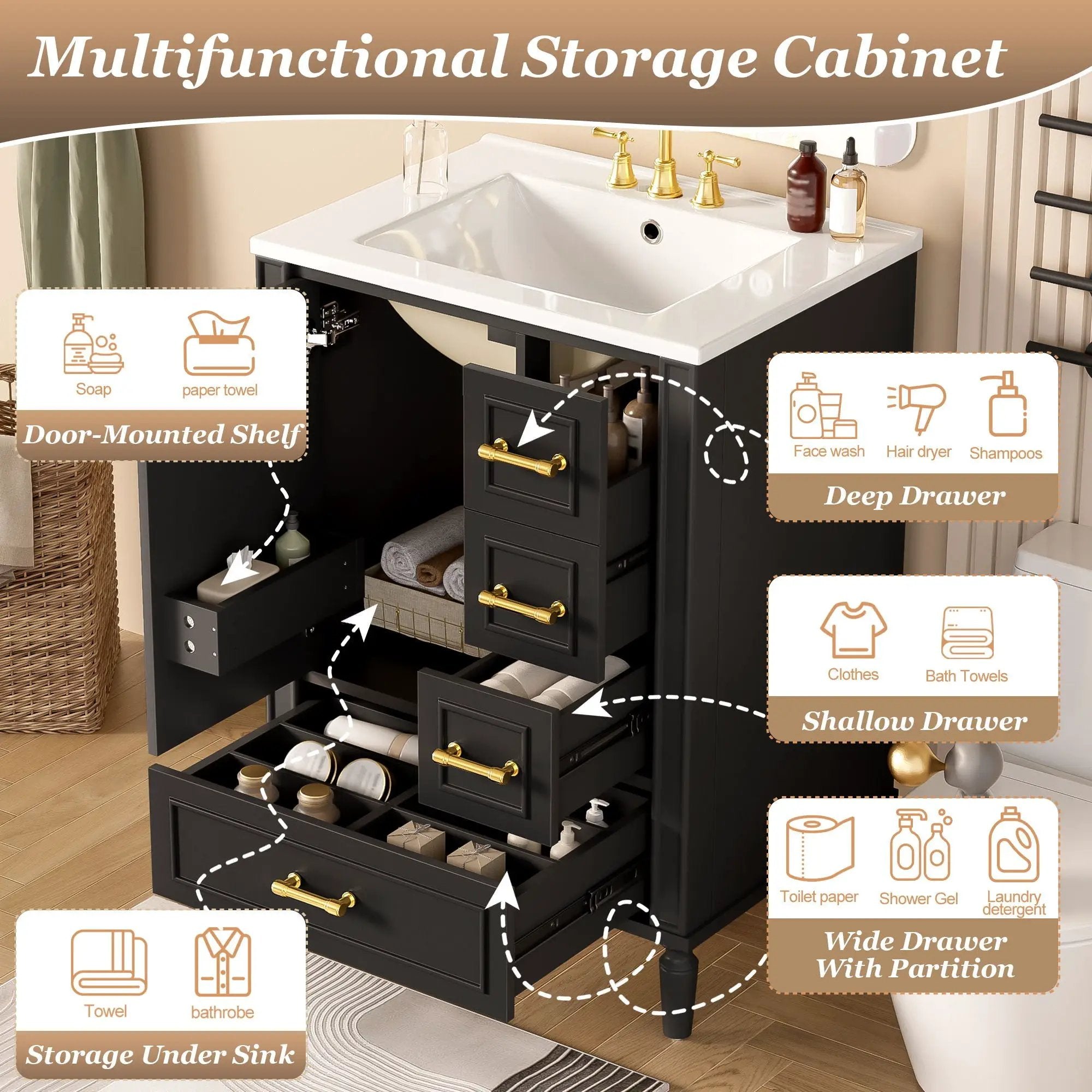 Traditional Bathroom Vanity Set With Soft Close Doors by Unique Piece Furniture
