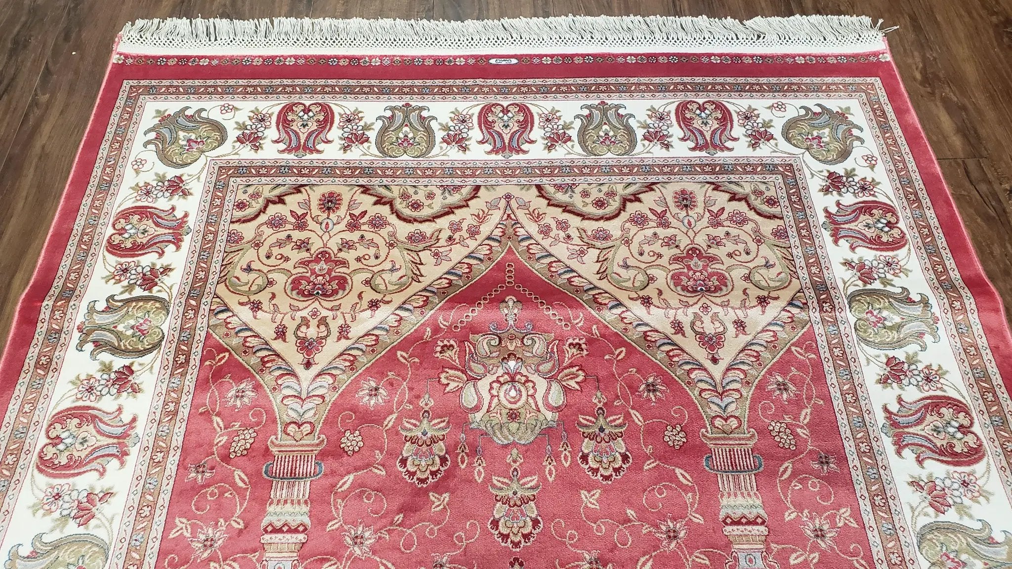 4 x 6 Silk Carpet Red, Traditional Oriental Rug 4x6, Flower Vase Columns, Turkish Rug New, High Quality, Bamboo Silk, Area Rug by Jewel Rugs