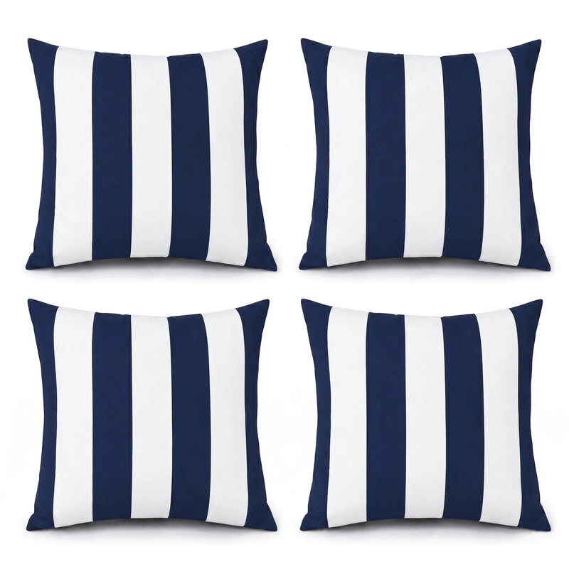 8 Pack Outdoor/Indoor Throw Pillows with Inserts - Navy/White Striped, photo 2 of 10